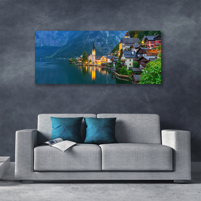 Canvas Wall art City sea landscape blue yellow grey white