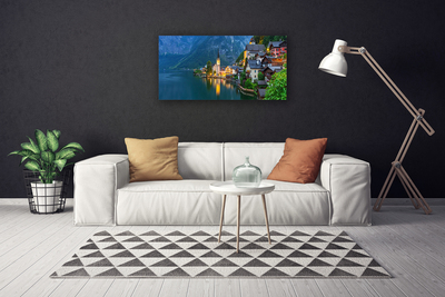 Canvas Wall art City sea landscape blue yellow grey white