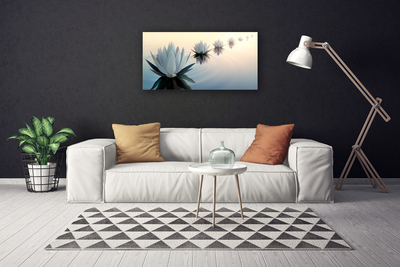 Canvas Wall art Flowers floral white blue