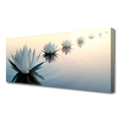 Canvas Wall art Flowers floral white blue