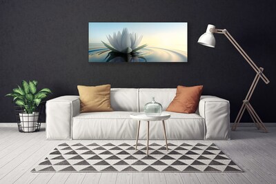 Canvas Wall art Flower water art white blue