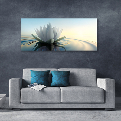 Canvas Wall art Flower water art white blue