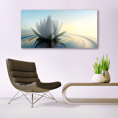 Canvas Wall art Flower water art white blue