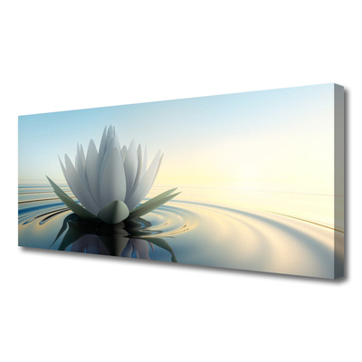 Canvas Wall art Flower water art white blue