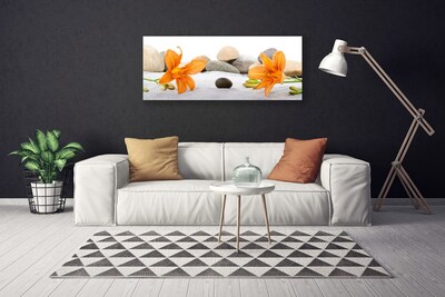 Canvas Wall art Flower stones floral grey yellow