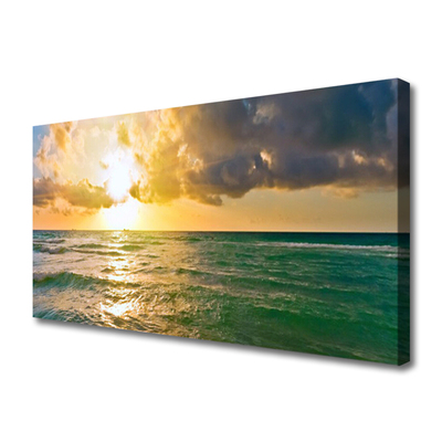 Canvas Wall art Sun sea landscape yellow green