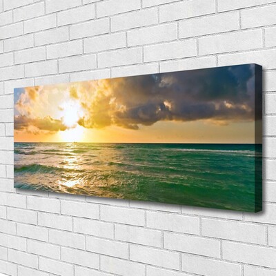 Canvas Wall art Sun sea landscape yellow green