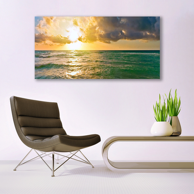 Canvas Wall art Sun sea landscape yellow green