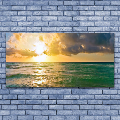 Canvas Wall art Sun sea landscape yellow green