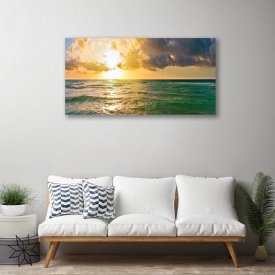 Canvas Wall art Sun sea landscape yellow green