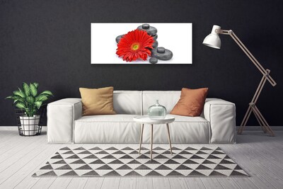 Canvas Wall art Flower stones floral red grey