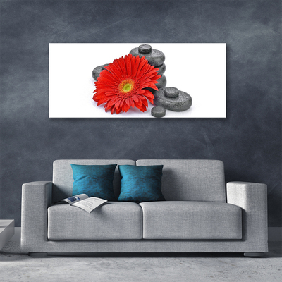 Canvas Wall art Flower stones floral red grey