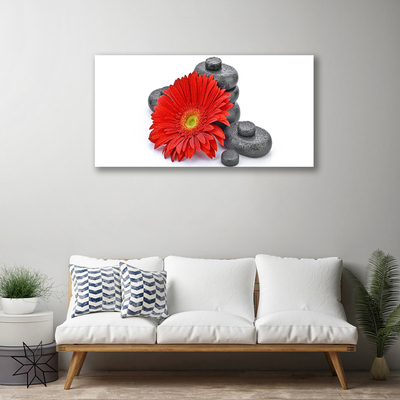 Canvas Wall art Flower stones floral red grey