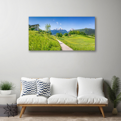 Canvas Wall art Meadow footpath nature green brown