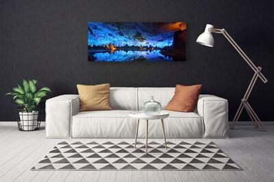 Canvas Wall art Mountain lake landscape blue yellow