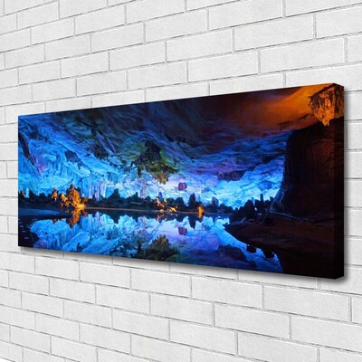 Canvas Wall art Mountain lake landscape blue yellow