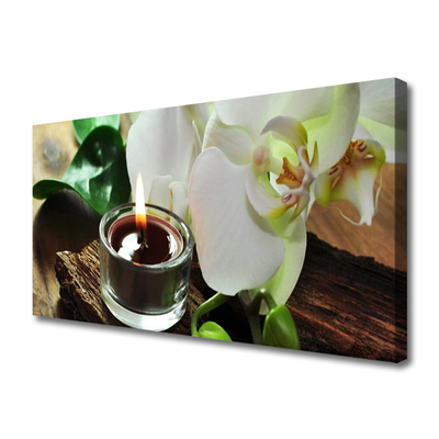 Canvas Wall art Flower candle floral white black