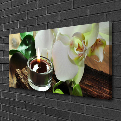 Canvas Wall art Flower candle floral white black