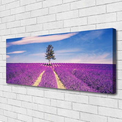 Canvas Wall art Meadow tree landscape pink brown