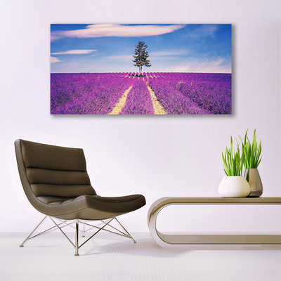 Canvas Wall art Meadow tree landscape pink brown