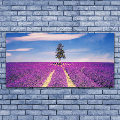 Canvas Wall art Meadow tree landscape pink brown