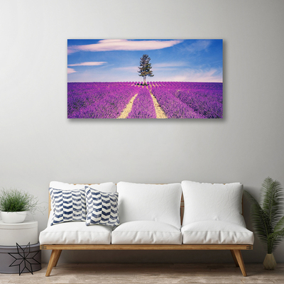 Canvas Wall art Meadow tree landscape pink brown