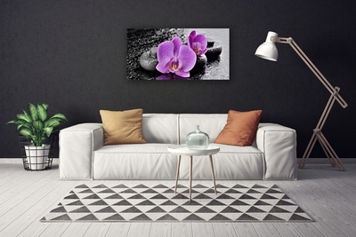 Canvas Wall art Flower stones floral pink black grey