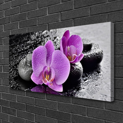 Canvas Wall art Flower stones floral pink black grey