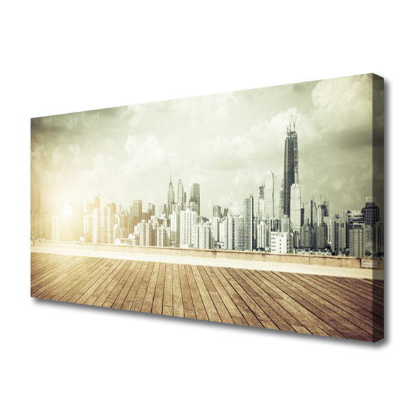 Canvas Wall art City houses yellow grey