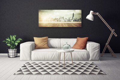 Canvas Wall art City houses yellow grey