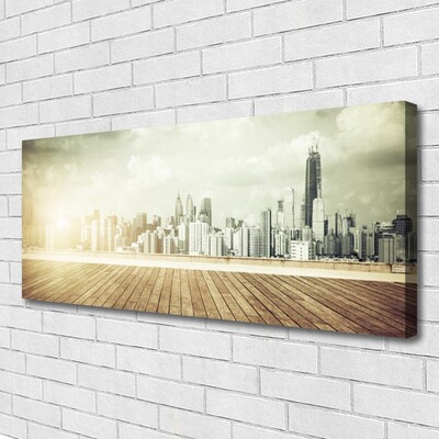 Canvas Wall art City houses yellow grey