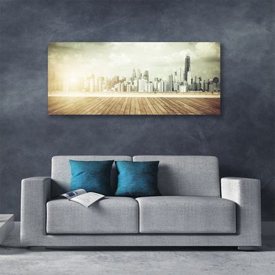 Canvas Wall art City houses yellow grey