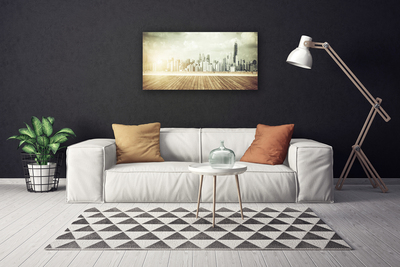 Canvas Wall art City houses yellow grey