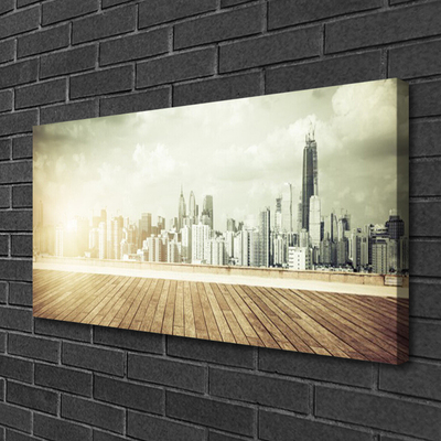 Canvas Wall art City houses yellow grey