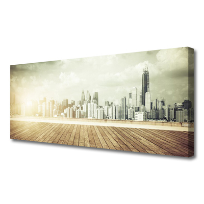 Canvas Wall art City houses yellow grey