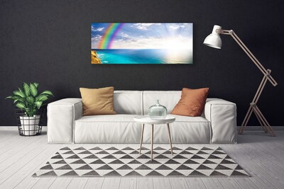 Canvas Wall art Rainbow sun sea landscape multi
