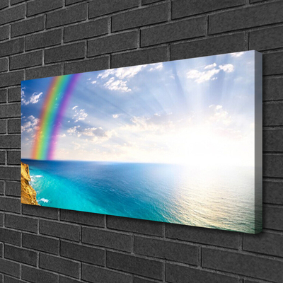 Canvas Wall art Rainbow sun sea landscape multi