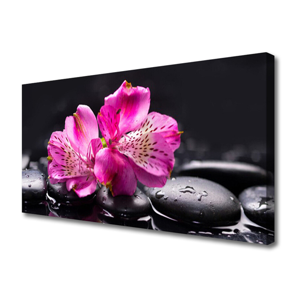 Canvas Wall art Flower stones floral red black