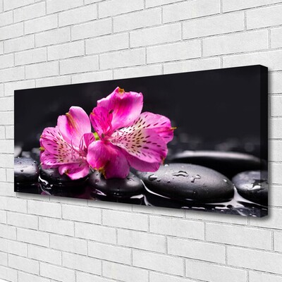 Canvas Wall art Flower stones floral red black