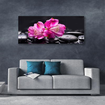 Canvas Wall art Flower stones floral red black