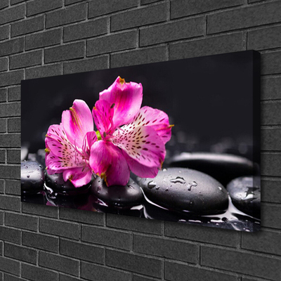 Canvas Wall art Flower stones floral red black