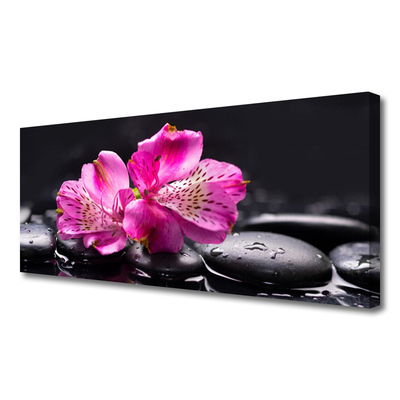 Canvas Wall art Flower stones floral red black