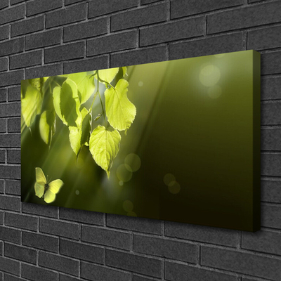 Canvas Wall art Butterfly leaves nature green