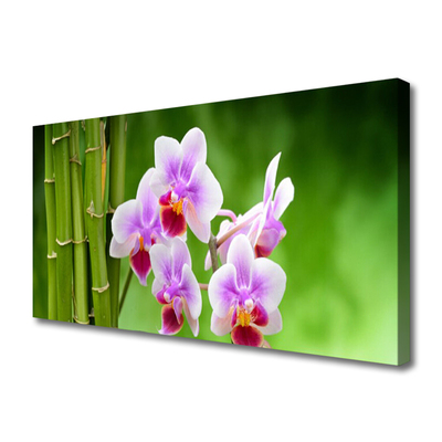 Canvas Wall art Bamboo tube flowers floral green pink