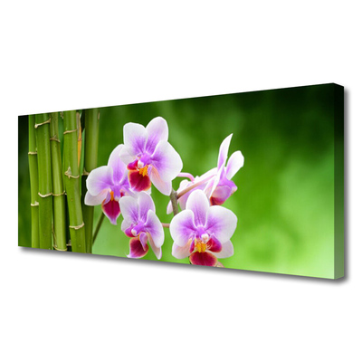 Canvas Wall art Bamboo tube flowers floral green pink