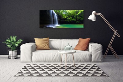 Canvas Wall art Waterfall forest nature purple blue brown green