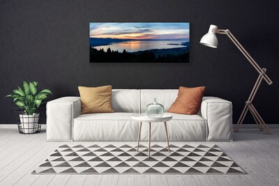 Canvas Wall art Ocean beach landscape blue yellow black grey