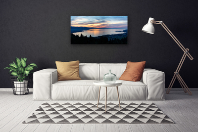 Canvas Wall art Ocean beach landscape blue yellow black grey