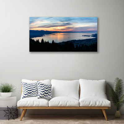 Canvas Wall art Ocean beach landscape blue yellow black grey