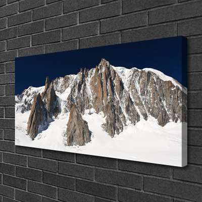 Canvas Wall art Mountain snow landscape white grey